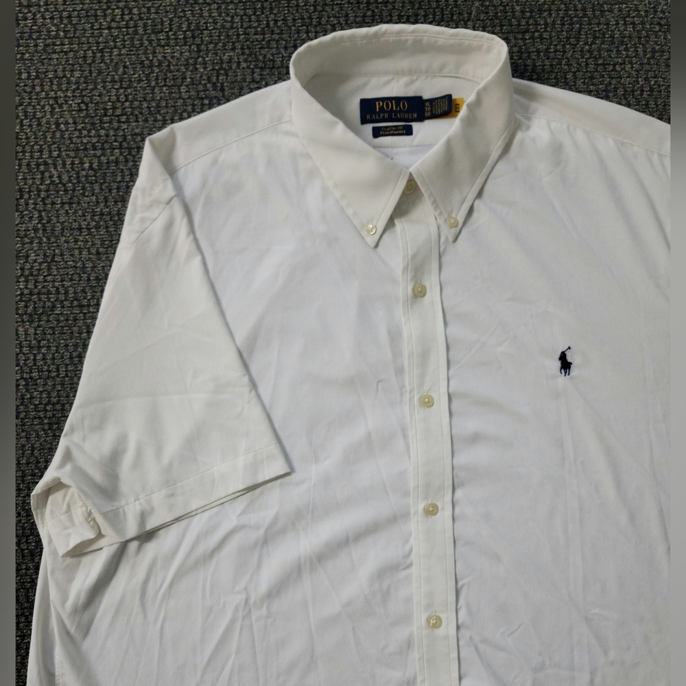 Polo Ralph Lauren Performance Classic Fit White Short Sleeve Button Shirt Sz XL
